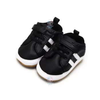 پاپوش مشکی بغل دو خط سفید چسبی مسترشوز Mrshoes