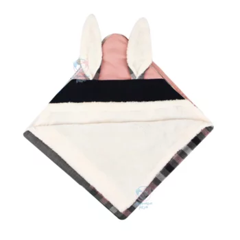 پتو کلاهدار چهار‌خونه مامی‌لند Mamiland سرمه ای صورتی