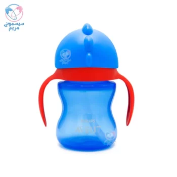 لیوان آموزشی دسته دار و نی دار فیلیپس اونت philips avent آبی