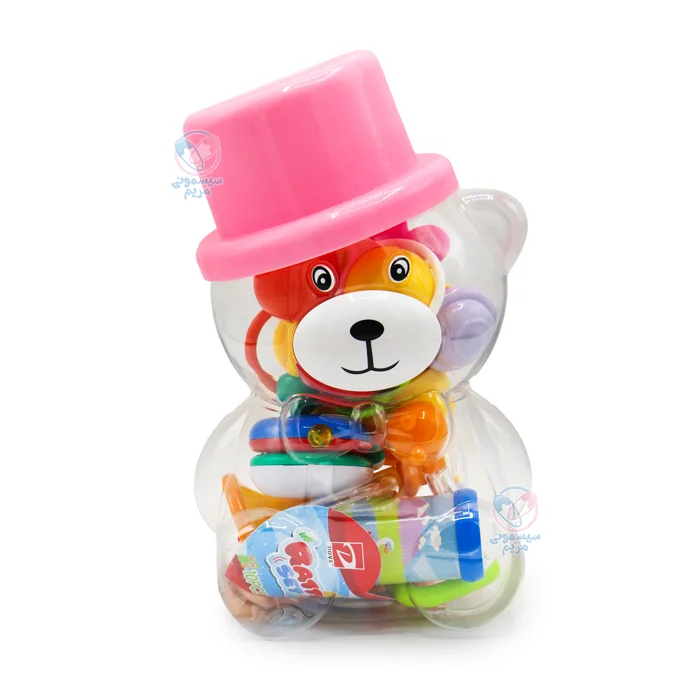 ست جغجغه خرس کلاه کج دارای 10 جغجغه و 2 دندانگیر