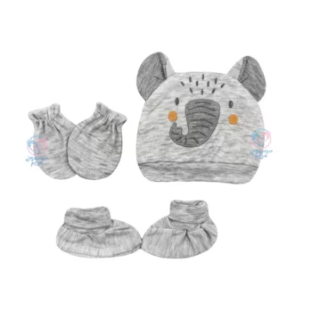 ست کلاه و دستکش و پاپوش فیل پاپو 163043 Papo طوسی