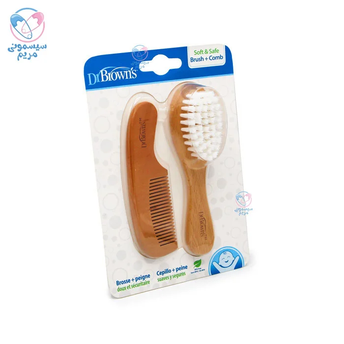شانه و برس چوبی دکتر براون Dr Brown's 086 با خاصیت آنتیباکتریال