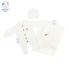 سه تیکه سرهمی و پتو و کلاه سونور بیبی Sevnur Baby 536568 سفید
